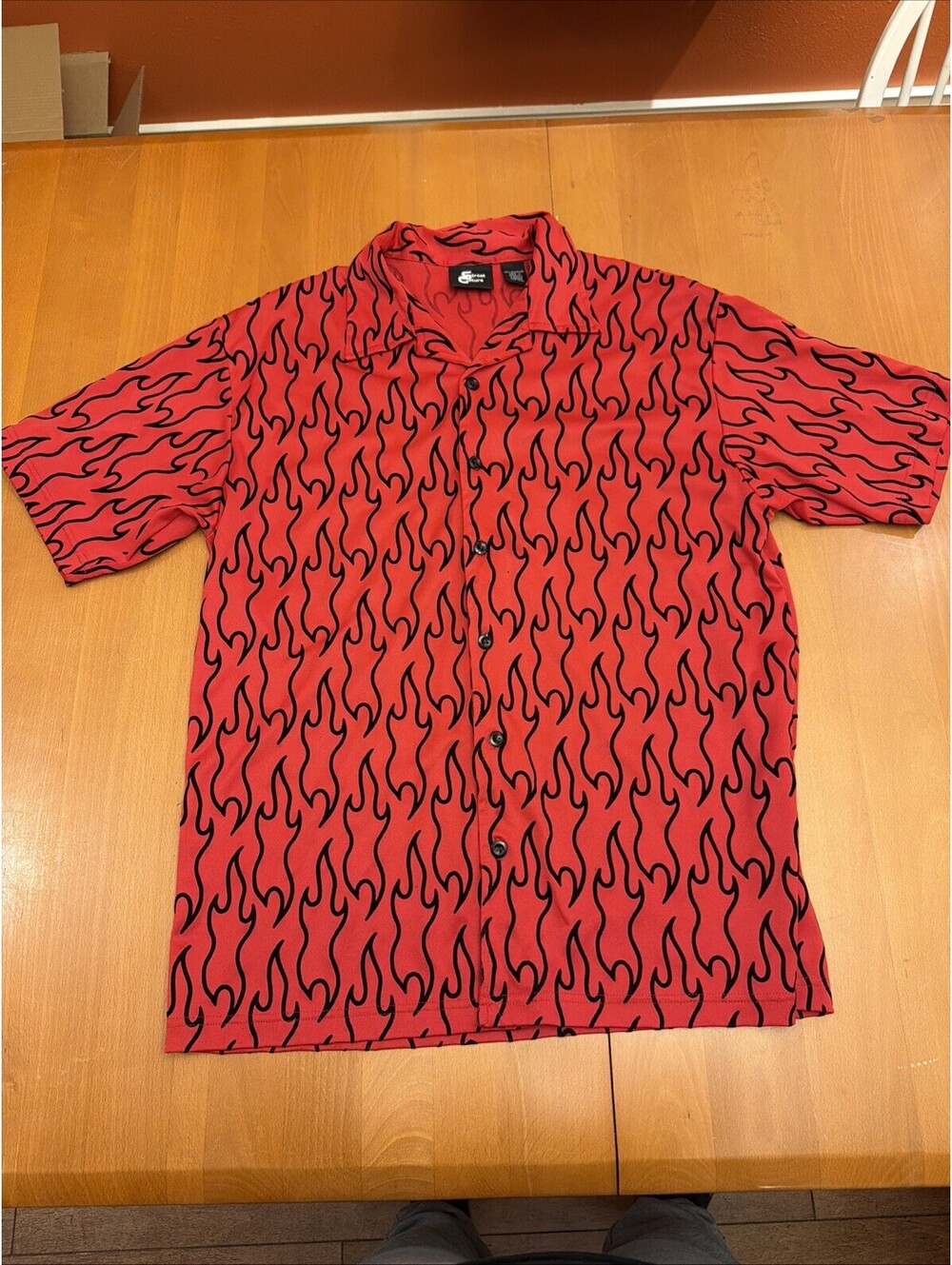 VINTAGE Y2K/90's Street Culture Shirt Mens L Black/Red  Club Short Sleeve Button